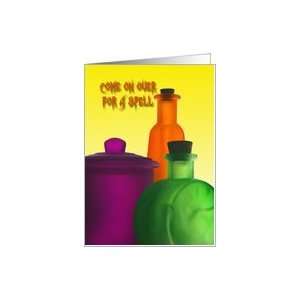  Come on Over for a Spell Halloween Party Invitation Card 