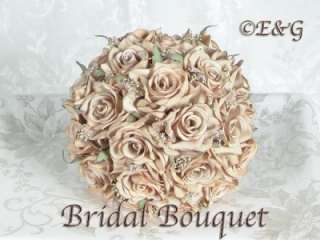 LOVE SHANTI CHAMPAGNE LATTE Wedding Bouquet Silk Bridal Bridesmaid 