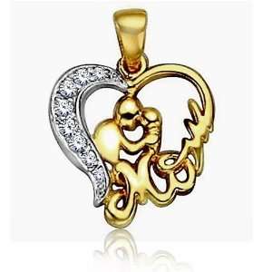  Bling Jewelry Gold Vermeil Mother Child CZ Mom Pendant 