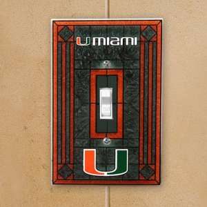  Miami Hurricanes Art Glass Switch Plate Cover Sports 