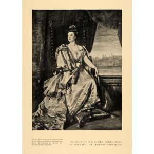  1911 Print H M Queen Wilhelmina Holland Portrait Throne 