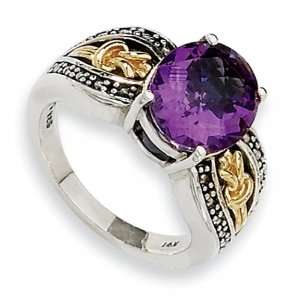 Sterling Silver and 14k 3.30ct Amethyst Ring Jewelry