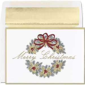  Merry Christmas Wreath Boxed Christmas Cards and Envelopes 