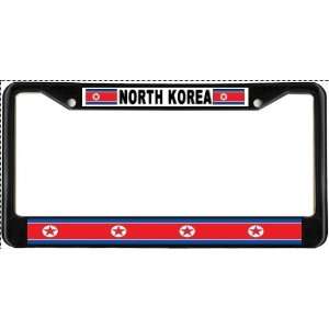  North Korea Korean Flag Black License Plate Frame Metal 