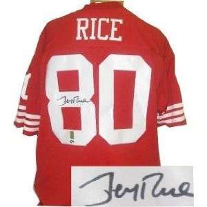 Jerry Rice Signed Jersey   Red Prostyle slight bleed 