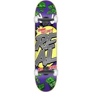  Real Gimme Tha Loot Complete Skateboard   8.25 Purple w 