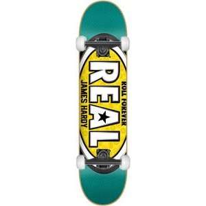  Real Hardy Og Oval Complete Skateboard   8.38 Teal/Yellow 