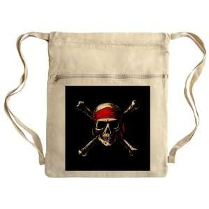   Messenger Bag Sack Pack Khaki Pirate Skull Crossbones 