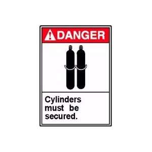 DANGER CYLINDERS MUST BE SECURED (W/GRAPHIC) 14 x 10 Adhesive Vinyl 