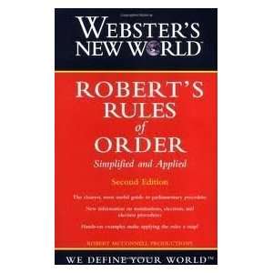  Websters New World Roberts Rules of Order 2nd (second 