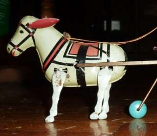 Antique Tin Windup Working Milk Cart Hee Haw Toy Donkey  