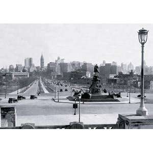  Vintage Art View of Philadelphia From Art Museum Steps 