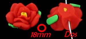Perles rouges 17/18mm Fimo en forme de Fleurs #N93  