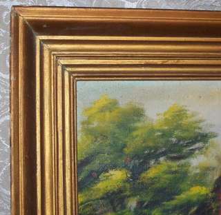 LARGE 1949 Vintage FRAMED PAINTING OLD WATER MILL Country House 