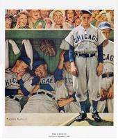Norman Rockwell Chicago Cubs Baseball Print THE DUGOUT  