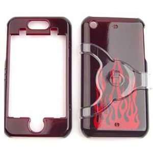  Apple iPhone 1G/2G Transparent Red Flame Hard Case/Cover 