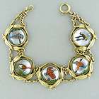 Fabulous Essex Crystal Reverse Etched Painted 14k Bracelet Fox Hunt 