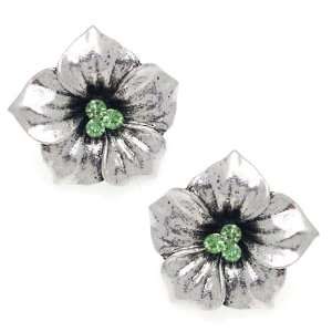  Scherzo Silver Green Crystal Clip On Earrings Jewelry