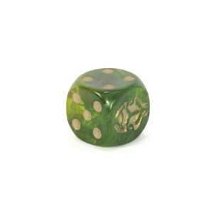   16mm d6 Round Cornered Beetle Dice, Scarab Green w/Gold: Toys & Games
