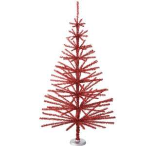 Scanty Whimsical Red Tinsel Unlit Christmas Tree 