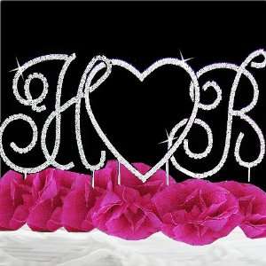    Two Initials and a Heart Crystal Cake Topper