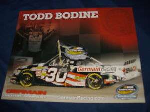 2011 TODD BODINE #30 2010 CWTS CHAMPION NASCAR POSTCARD  