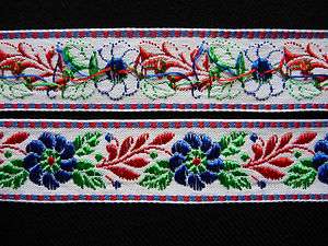 CZECH FOLK COSTUME embroidered RIBBON 25mm   white A  