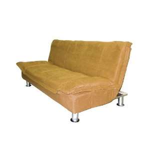  Futon Sofa Bed   Brown Cover with Metal Legs