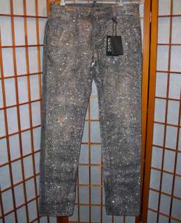 NWT DSQUARED 2 ROCKSTAR JEANS SHINY SILVER SPARKLE MENS 48 RUNWAY 