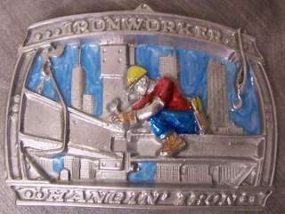 beautifully detailed pewter belt buckle saluting the american worker