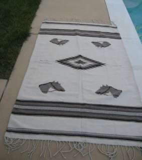 Vintage Mexican Saltillo Wool Serape Poncho Blanket Textile  