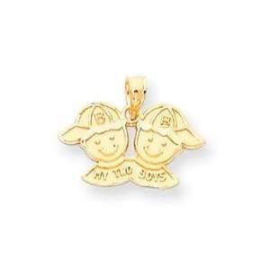  My Two Boys Charm in 14k Yellow Gold: Jewelry