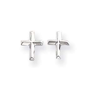    Sardelli   14kt Polished White Gold Cross Post Earrings: Jewelry