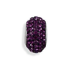  Dark Purple Grape Pave Crystals Story Bead Slide on Charm 