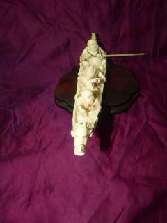FINE CHINESE HAND CARVED OX BONE SCENE 3 BUDDHA MOTHER OF PEARL RARE 