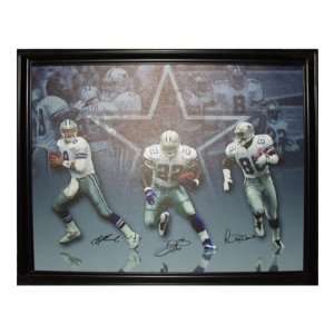  Aikman Smith Irvin Signed Canvas 32x42   Sports 