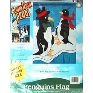  Penguins Decorative Flag   Large Flag = 28 x 40: Patio 