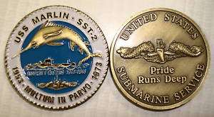 USS Marlin SST T 2 Submarine Coin Navy Sub DBF Pride  
