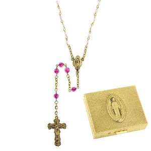   Birthstone Rosary Box Set, Pink, October Birthstone 