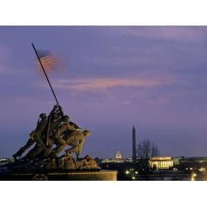  Iwo Jima Monument and Skyline of D.C. at Night, Washington 