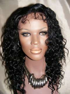 14 PREMIUM Deep Wave FRONT Lace Wig #1 Med Brown Lace  