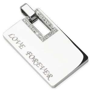  Love Forever Zirconia Studded Dog Tag Pendant: Jewelry