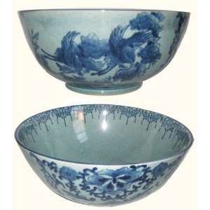  15â€ wide Exotic Chinese porcelain table bowl, hand 