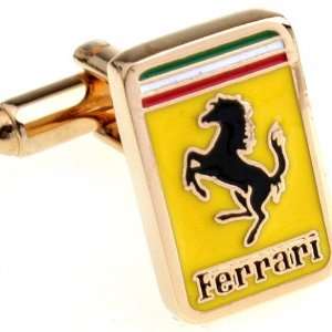   Copper Fashion Cufflinks,yellow Ferrari Logo Desig 