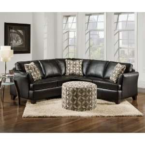   Black Soft Leather Sectional & Cocktail Ottoman Table