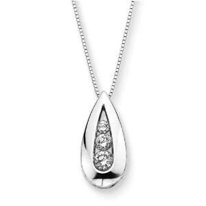  14K White Gold 1/3 ct IJ Diamond 3 Stone Pendant: Jewelry