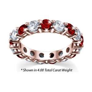 Womens Diamond Eternity Ring Shared Prong Diamond and Ruby Gemstone 