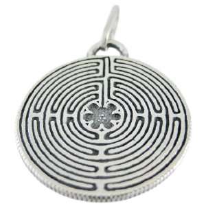  Sterling Silver Labyrinth Pendant Maze Jewelry