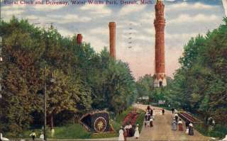 Floral Clock, Water Works Park, Detroit, MI postcard  