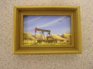 Doll House Miniature Painting Pumpjack Signed Richey  